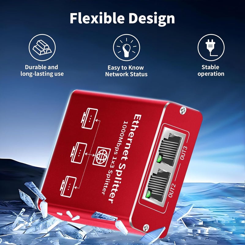 Goalake Ethernet Splitter 1 to 3 High Speed 1000Mbps, Gigabit Ethernet Splitter, LAN Splitter Dual LAN RJ45 Port Router Switch for Cat5/5e/6/7/8 Cable, IEEE 802.3 Compliant Plug and Play - Image 2